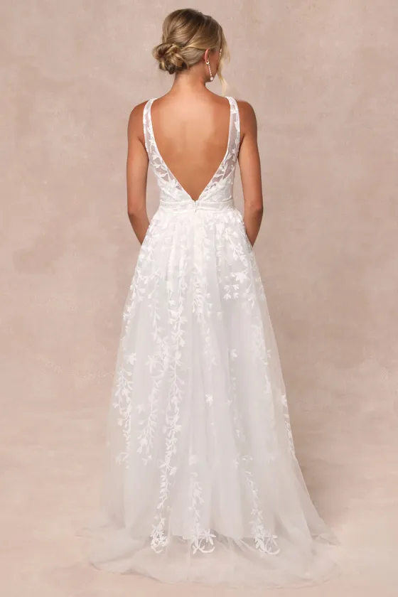 Boundless Romance White Embroidered Floral Backless Maxi Dress sold by Lulus product image thumbnail 2