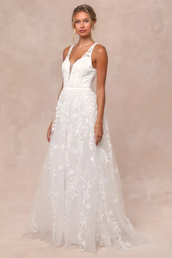 Boundless Romance White Embroidered Floral Backless Maxi Dress sold by Lulus product image thumbnail 3