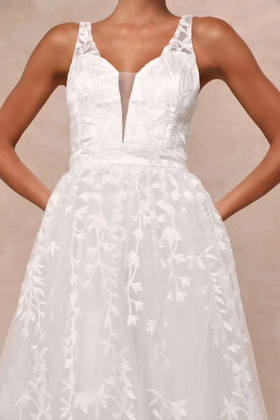 Boundless Romance White Embroidered Floral Backless Maxi Dress sold by Lulus product image thumbnail 4