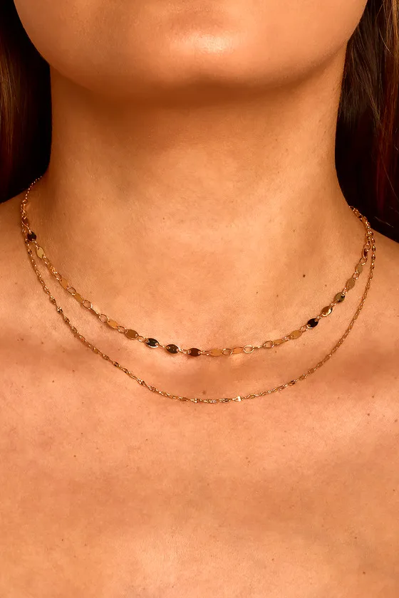 Always Gleaming 14KT Gold Layered Choker Necklace sold by Lulus