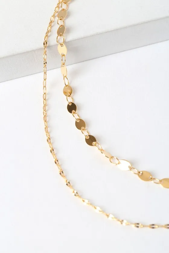 Always Gleaming 14KT Gold Layered Choker Necklace sold by Lulus product image thumbnail 3
