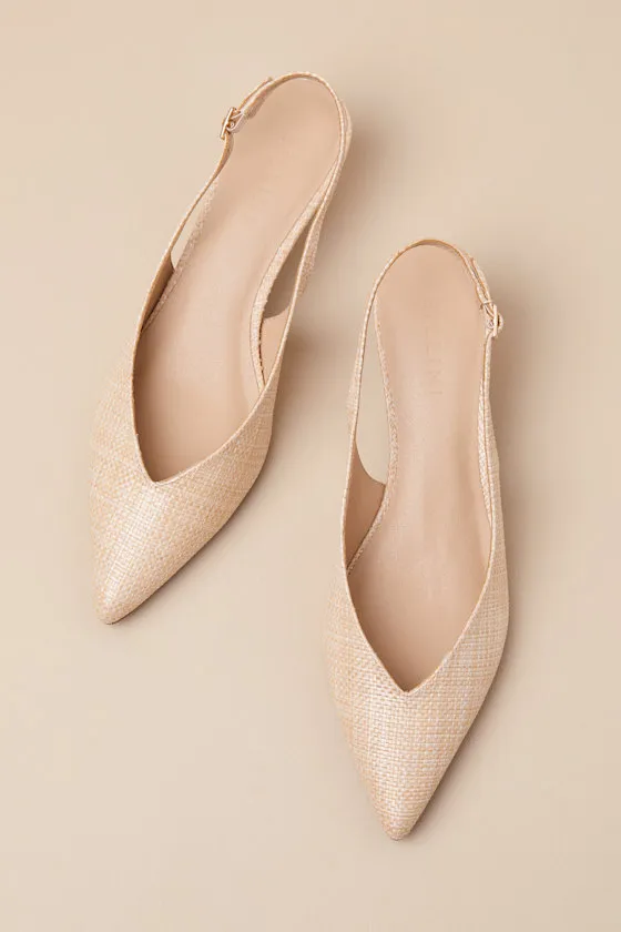 Sonny Natural Raffia Pointed-Toe Slingback Pumps sold by Lulus product image thumbnail 2
