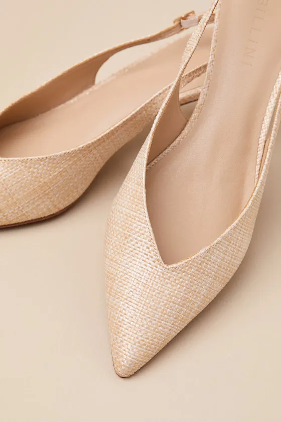 Sonny Natural Raffia Pointed-Toe Slingback Pumps sold by Lulus product image thumbnail 3