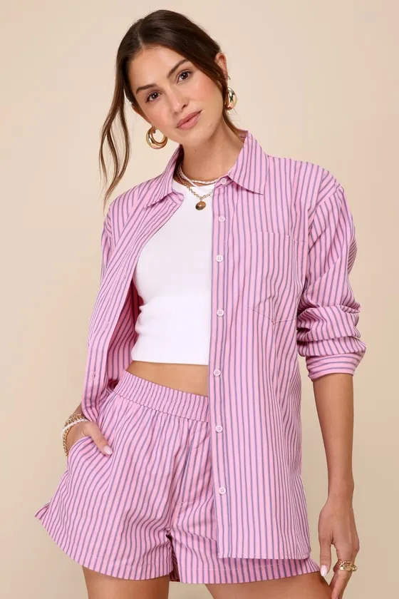 Caral Pink and Blue Striped Boxer Shorts sold by Lulus