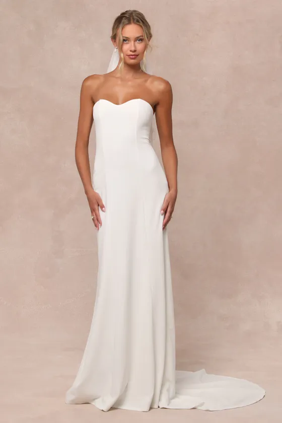 Romantic Vision White Pearl Strapless Maxi Dress sold by Lulus