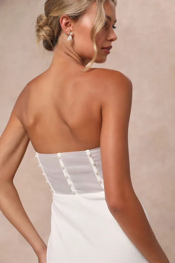 Romantic Vision White Pearl Strapless Maxi Dress sold by Lulus product image thumbnail 4