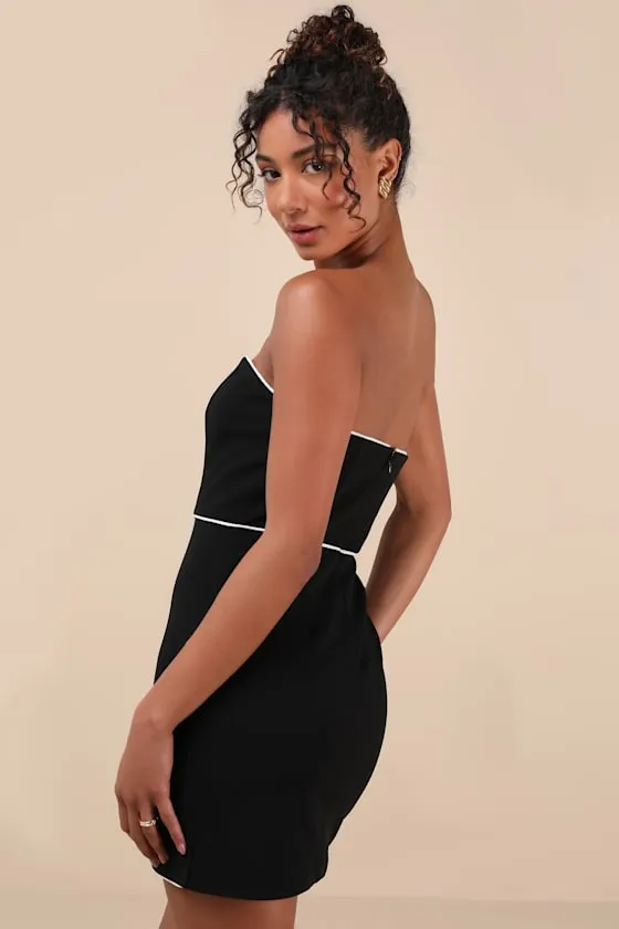 Iconic Stance Black Asymmetrical Strapless Mini Dress sold by Lulus product image thumbnail 2