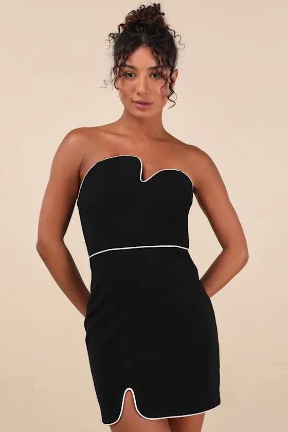 Iconic Stance Black Asymmetrical Strapless Mini Dress sold by Lulus product image thumbnail 3