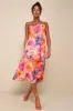 Radiant Feelings Orange and Purple Floral Chiffon Midi Dress sold by Lulus