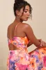 Radiant Feelings Orange and Purple Floral Chiffon Midi Dress sold by Lulus