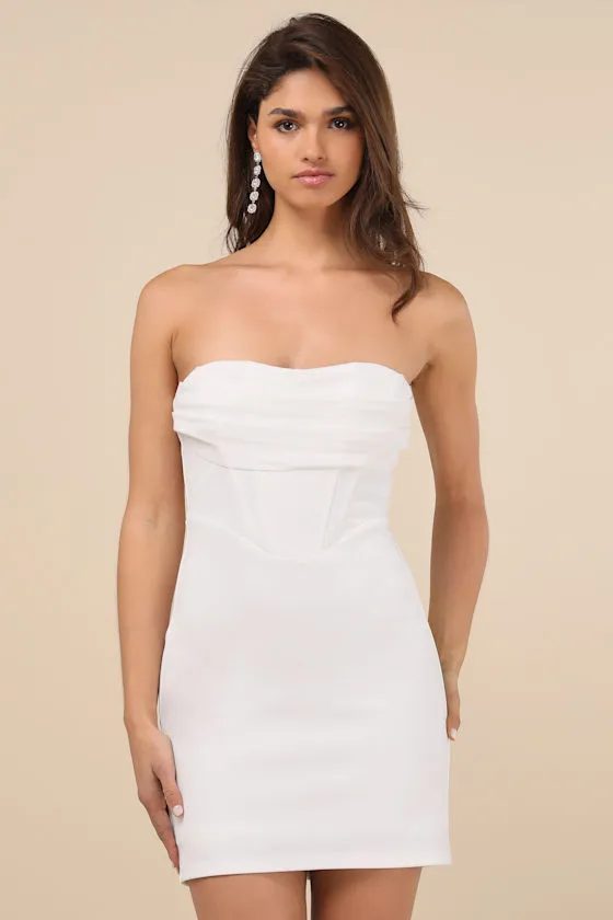 Dramatic Intent White Strapless Corset Bodycon Mini Dress sold by Lulus product image thumbnail 2
