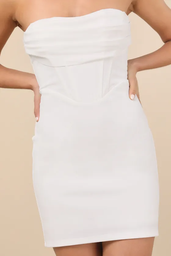 Dramatic Intent White Strapless Corset Bodycon Mini Dress sold by Lulus product image thumbnail 4