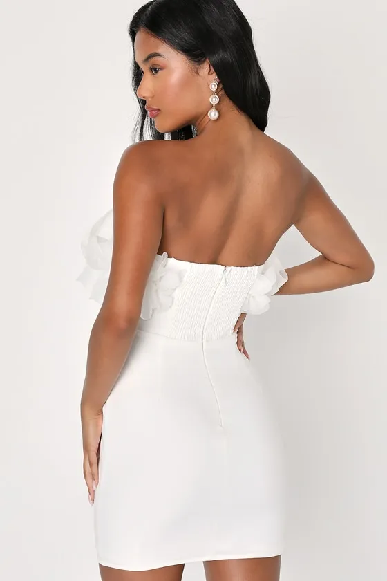 Starry-Eyed Love White Ruffled Strapless Bodycon Mini Dress sold by Lulus product image thumbnail 2