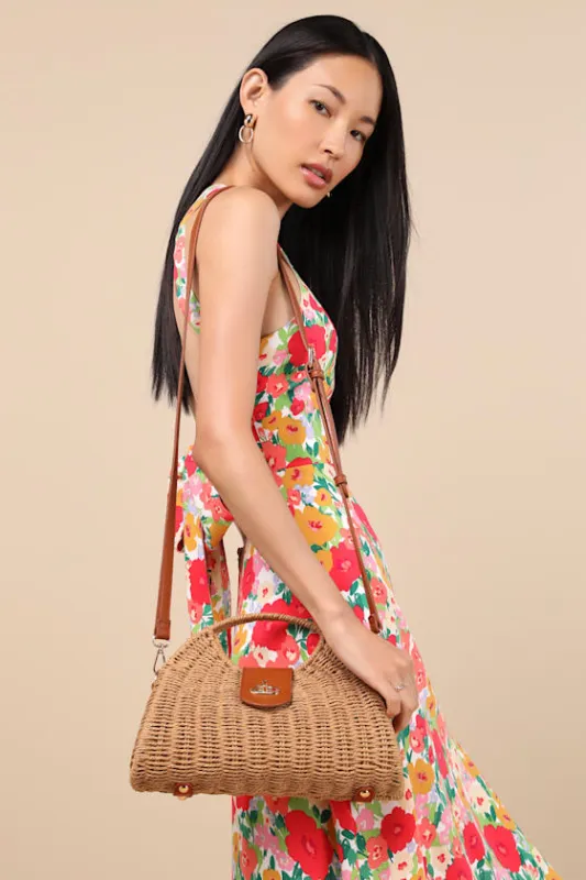 Payna Tan Woven Straw Basket Crossbody Bag sold by Lulus