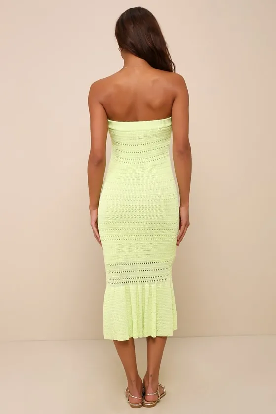 Palm Springs Sweetie Lime Green Knit Strapless Midi Dress sold by Lulus product image thumbnail 3
