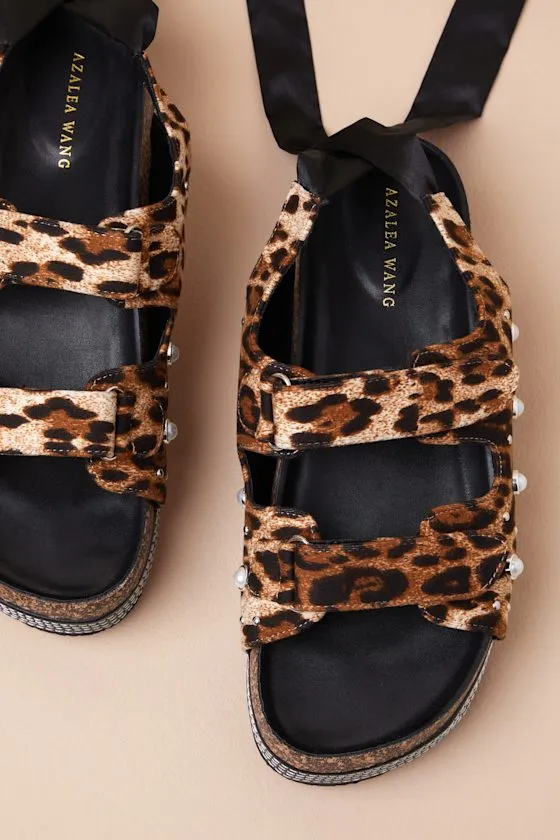 Mackley Leopard Pearl Lace-Up Platform Sandals sold by Lulus product image thumbnail 2