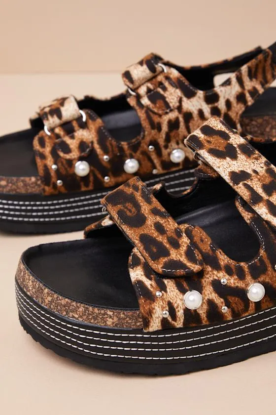 Mackley Leopard Pearl Lace-Up Platform Sandals sold by Lulus product image thumbnail 3