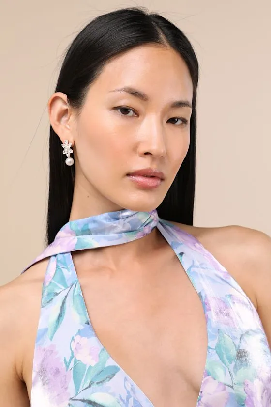 Griselda Gold Rhinestone Pearl Drop Earrings sold by Lulus product image thumbnail 4