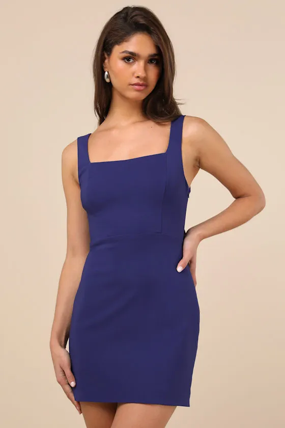 Blissfully Beaming Dark Blue Sleeveless Bow Mini Dress sold by Lulus