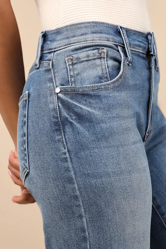 Trending Intention Medium Wash Slim Palazzo Jeans sold by Lulus product image thumbnail 4