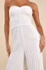 Certainly Charming White Pleated Strapless Wide-Leg Jumpsuit sold by Lulus