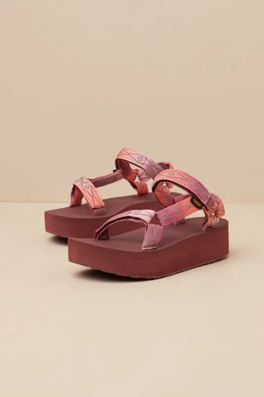 Flatform Universal Sunscape Waterless Scarlet Sandals sold by Lulus