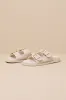 Tenzin Cream Linen Buckle Slide Sandals sold by Lulus