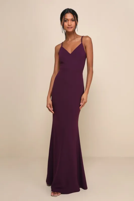 Moments of Bliss Purple Backless Mermaid Maxi Dress sold by Lulus
