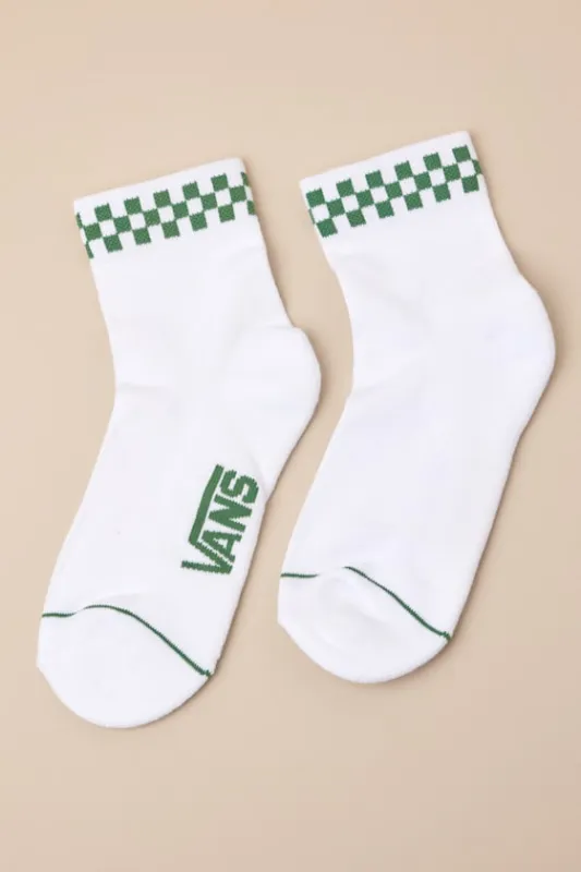 Peek-A-Check White and Green Checkerboard Crew Socks sold by Lulus