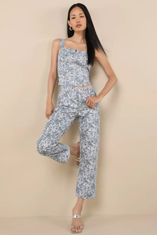 501 90's Ankle Medium Wash Floral Mid-Rise Straight Leg Jeans made by Levi's