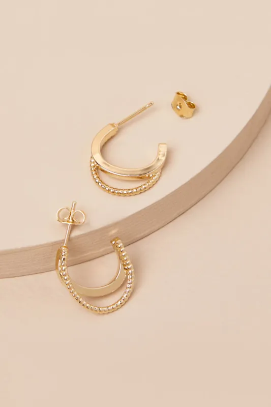 Camelia Gold Double Hoop Earrings sold by Lulus
