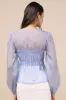 Kyler Blue Sheer Tie-Front Long Sleeve Top sold by Lulus
