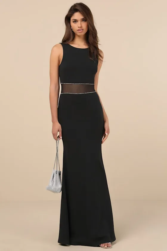 Just Exquisite Black Rhinestone Mermaid Maxi Dress sold by Lulus
