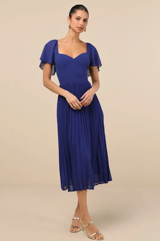 Calia Royal Blue Flutter Sleeve Midi Dress sold by Lulus