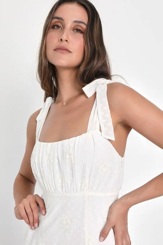 Adorable Approach White Floral Embroidered Tie-Strap Mini Dress sold by Lulus product image thumbnail 2