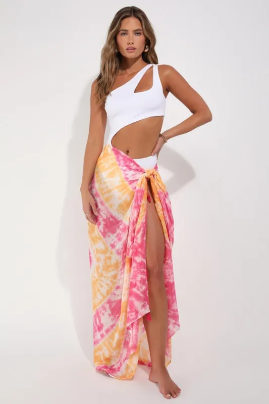 Sunny Livin' Fuchsia Multi Tie-Dye Print Swim Cover-Up Sarong sold by Lulus