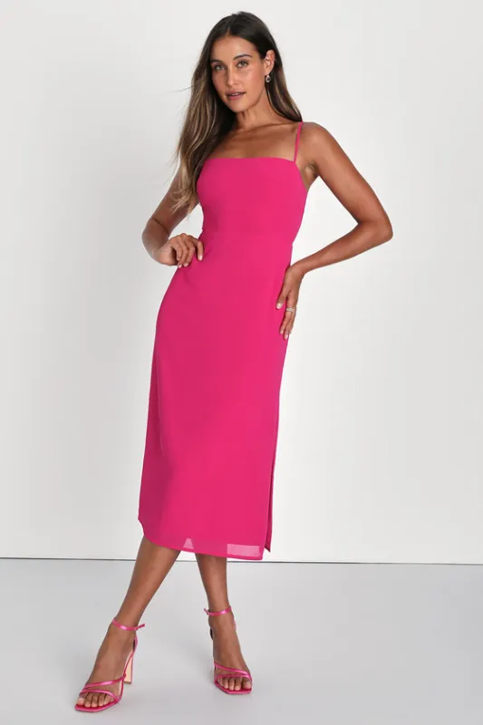 Sweetest Invite Fuchsia Sleeveless Midi Dress sold by Lulus