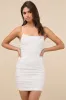 Confident Allure White Ruched Lace-Up Bodycon Mini Dress sold by Lulus