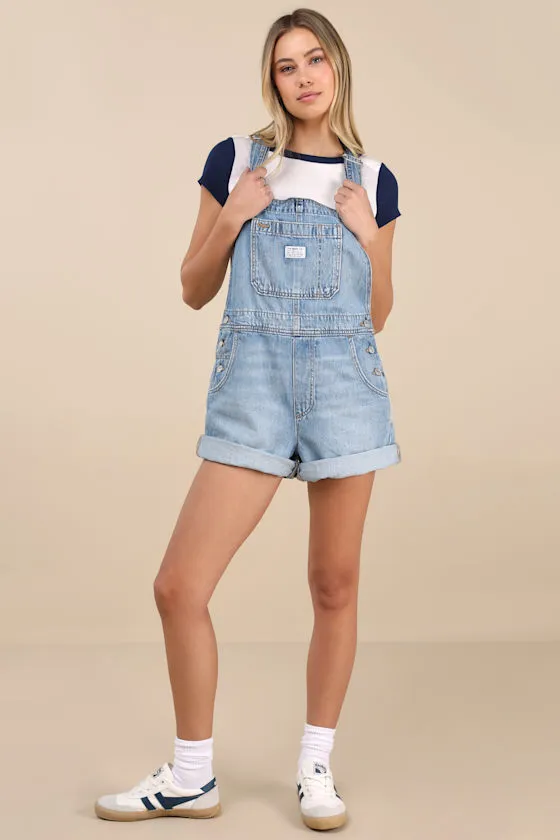 Utility Shortall Light Wash Denim Overalls sold by Lulus product image thumbnail 3