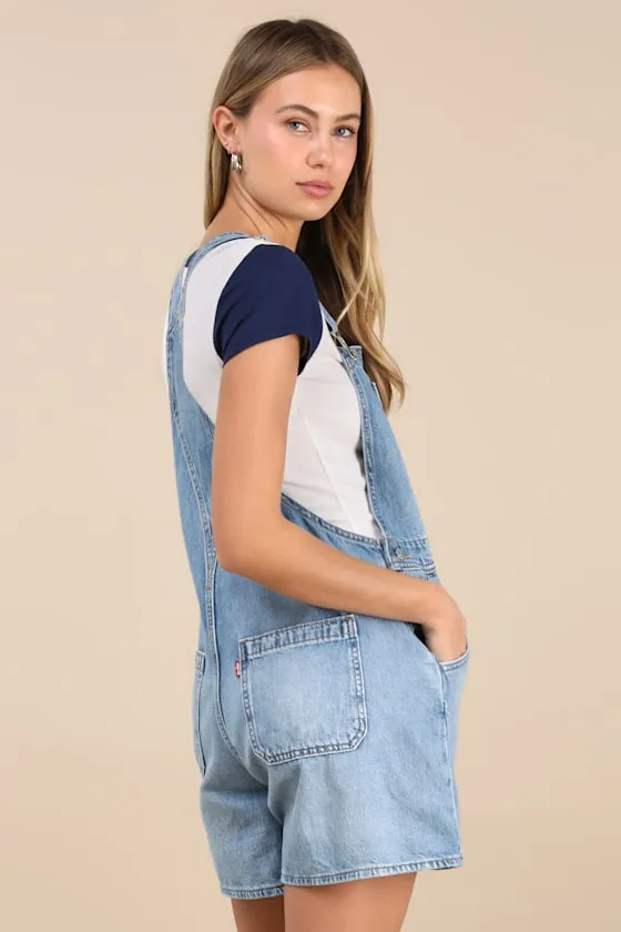 Utility Shortall Light Wash Denim Overalls sold by Lulus product image thumbnail 4