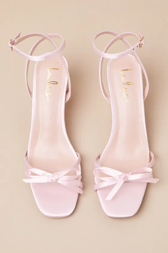 Rezzy Pink Satin Bow Ankle Strap High Heel Sandals sold by Lulus product image thumbnail 2