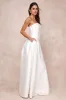 Pristine Love White Taffeta Strapless Maxi Dress With Pockets sold by Lulus