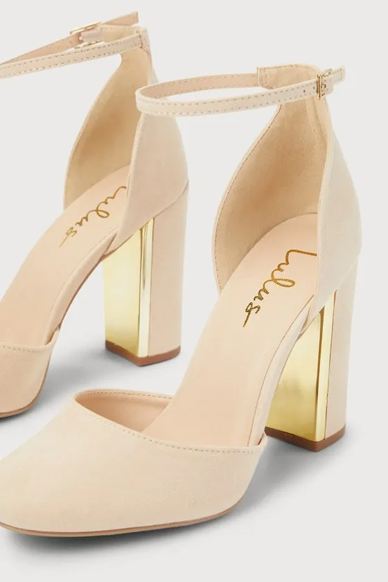 Laura Light Nude Suede Ankle Strap Heels sold by Lulus product image thumbnail 4