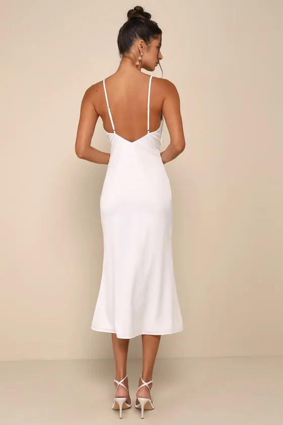 Extravagantly Sleek White Satin Sleeveless Bow Midi Dress sold by Lulus product image thumbnail 2
