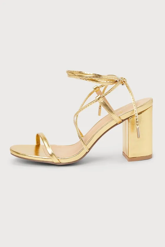 Aribaa Gold Lace-Up High Heel Sandals sold by Lulus product image thumbnail 4