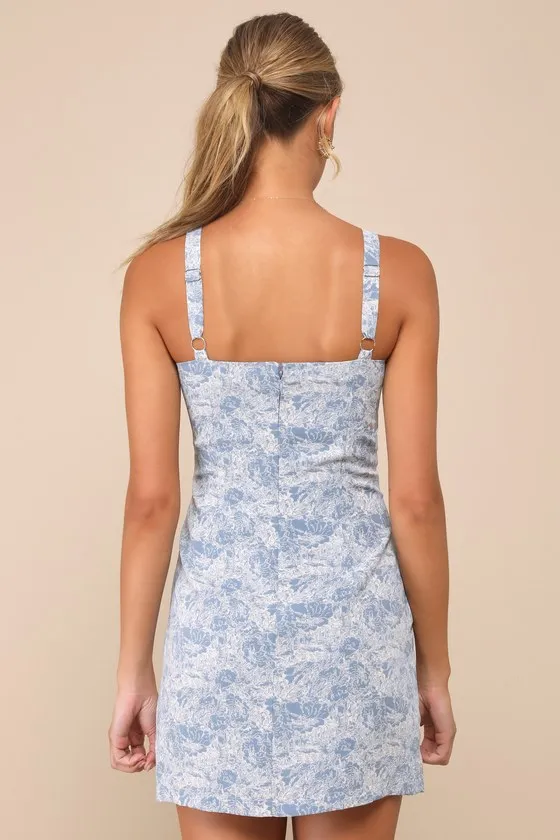 Exuberant Chicness Blue Floral Sleeveless Mini Dress sold by Lulus product image thumbnail 3