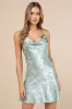 Close to Your Heart Sage Green Satin Jacquard Cowl Slip Dress sold by Lulus