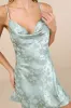 Close to Your Heart Sage Green Satin Jacquard Cowl Slip Dress sold by Lulus