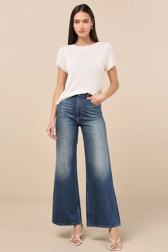 Clean Aesthetic Cream Short Sleeve Sweater Top sold by Lulus product image thumbnail 3