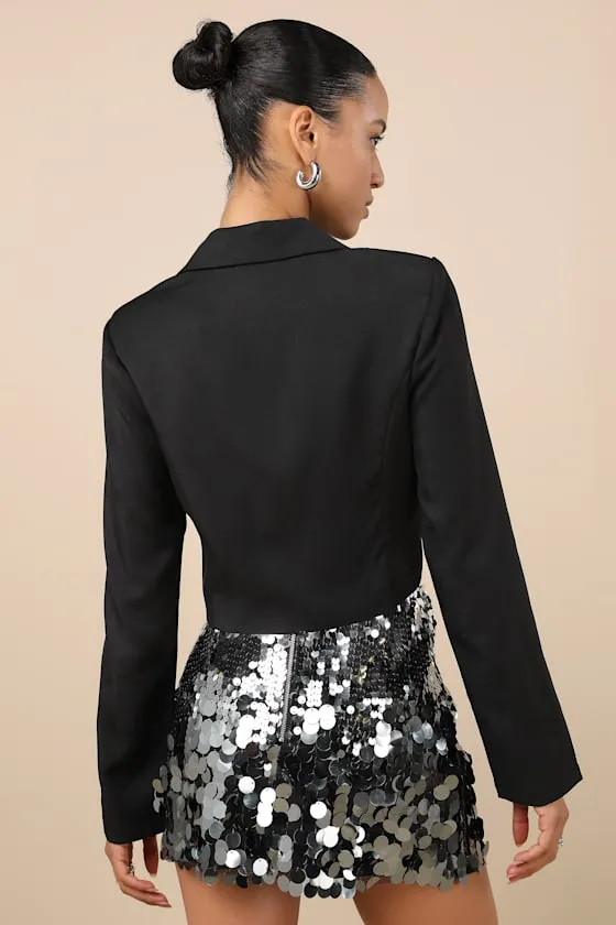 Makimi Black Cropped Blazer sold by Lulus product image thumbnail 3